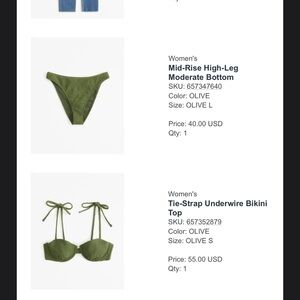 Abercrombie & Fitch Tie Strap Underwire Bikini Top & Mid Rise High Leg Bottom